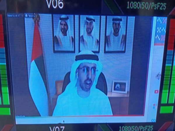    Omar Sultan Al Olama, the UAE's Minister of State for Artificial Intelligence, during a conference at a Delhi based think tank.