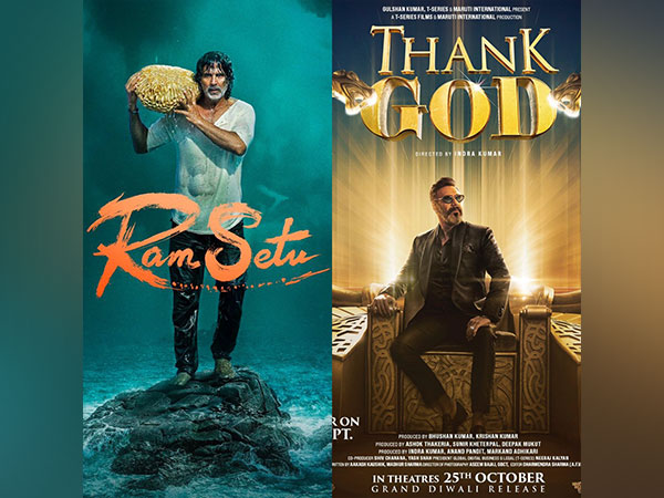 Posters of Ram Setu and Thank God (Image source: Twitter)