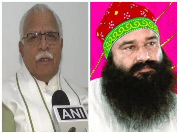 Haryana Chief Minister Manohar Lal Khattar (left) and Dera Sacha Sauda chief Gurmeet Ram Rahim Singh. (File Photo/ANI)