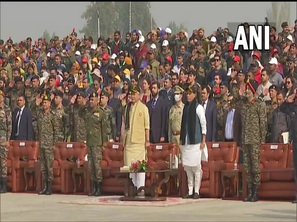 Defence Minister Rajnath Singh at 'Shaurya Diwas' in J-K's Budgam (Photo/ANI)