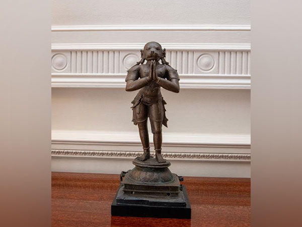 Visual of the 500-year-old stolen statue of Hanuman (Photo credit: Twitter @kishanreddybjp)