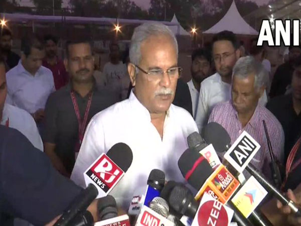 Chief Minister Bhupesh Baghel talking to media persons (Photo/ANI)