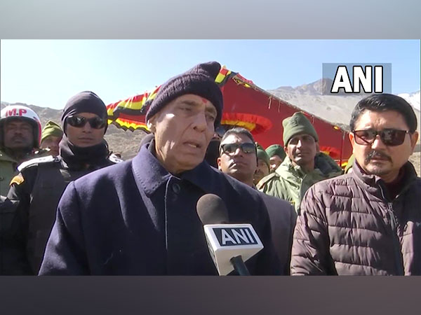 Defence Minister Rajnath Singh in Ladakh (Photo/ANI)