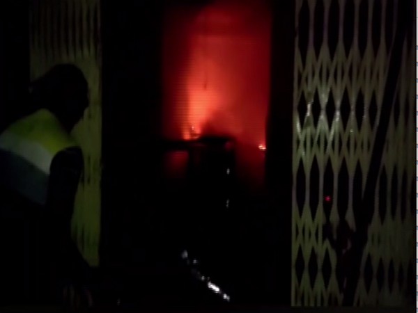 Visual of the fire in general store being tried to be doused off (Photo/ANI)