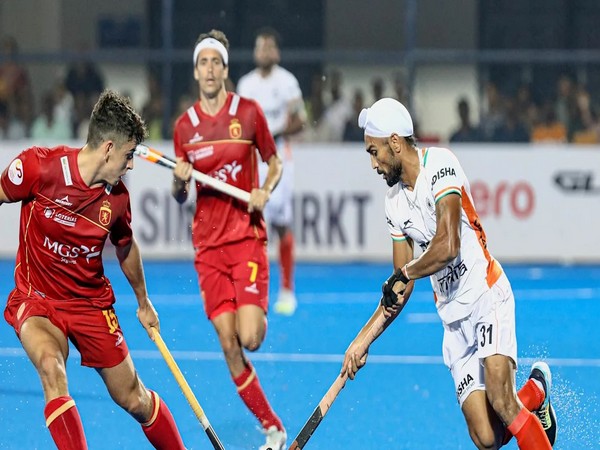 Team India and Spain in action. (Photo- Olympics.com and Hockey India)