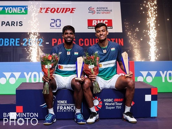 Chirag Shetty and Satwiksairaj Rankireddy with their title. (Photo- Chirag Shetty Twitter)