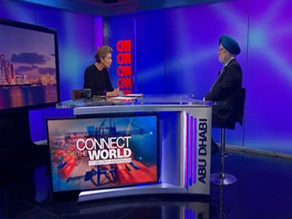 Screenshot of CNN interview with Union petroleum minister Hardeep Singh Puri