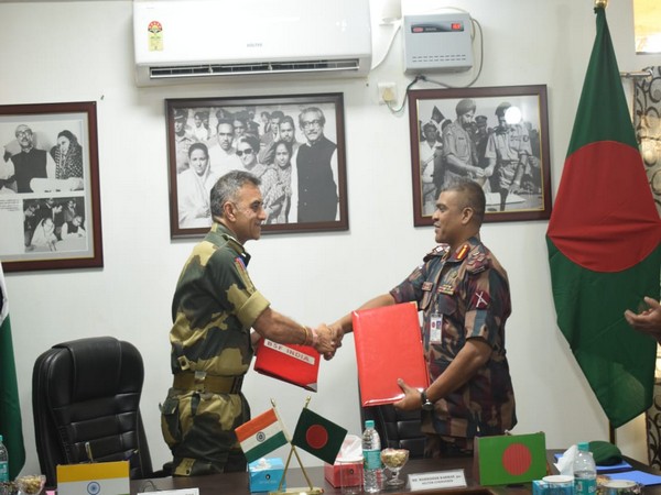 BSF, BGB hold commander level meeting in West Garo Hills. (ANI/photo)