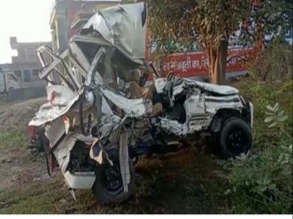 Damaged Bolero after the accident (Photo/ANI)