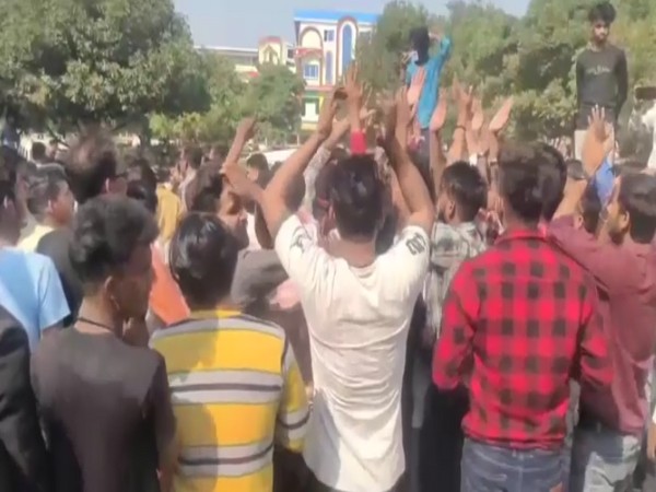 Visual of protest from MP's Guna (Photo/ANI) 