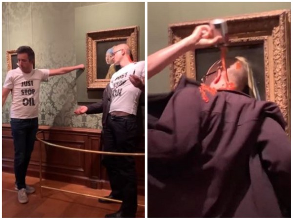 Climate activists glueing themselves to Vermeer's 'Girl with a pearl earring' painting