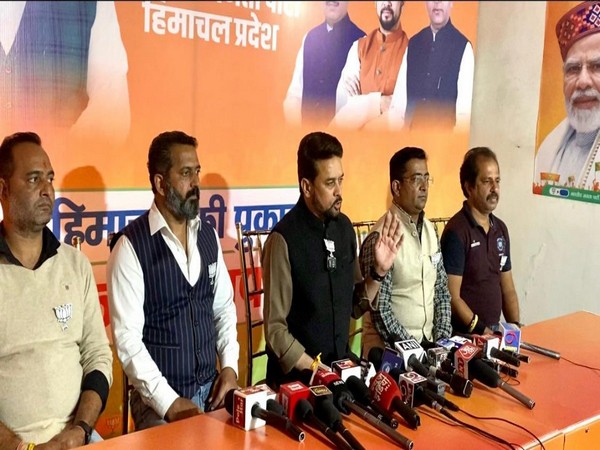 Visuals from the press conference in Hamirpur. (Photo/ANI)