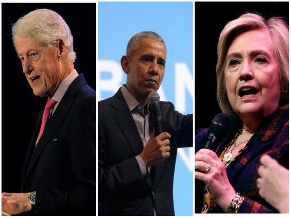 Former US President Bill Clinton, Former President Barack Obama, and former Secretary of State Hillary Clinton