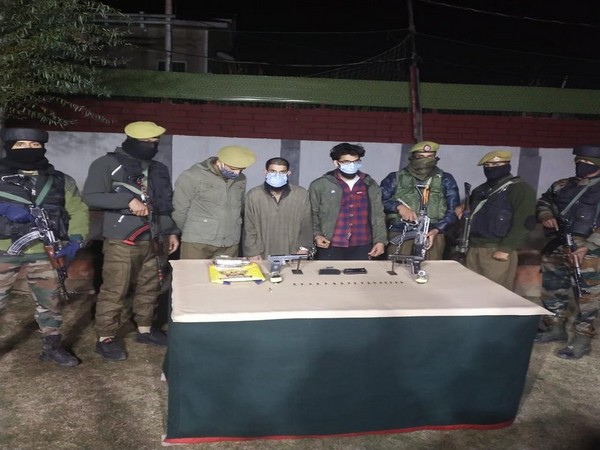 LeT terrorists arrested in a joint operation by J-K police (Photo/ANI)