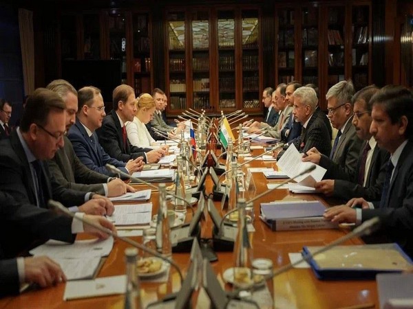 Russian Deputy Prime Minister Denis Manturov holding talks with External Affairs Minister S Jaishankar