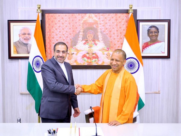 Chief Minister Yogi Adityanath with Iran's Ambassador Dr Iraj Elahi (Photo/ANI)