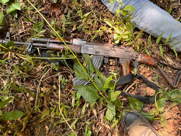 AK series rifle found lying near encounter site in Meghalaya.