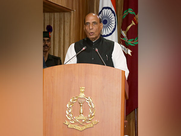 Defence Minister Rajnath Singh addressing the graduating officers of 60th National Defence College (NDC) course during the convocation ceremony, in New Delhi on Thursday. (ANI Photo)