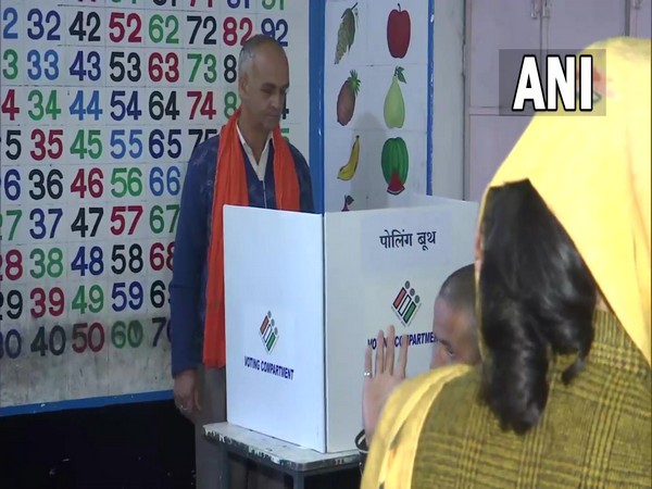 Polling begins in Himachal Pradesh Assembly polls , visuals from a booth in Seraj (Photo/ANI)