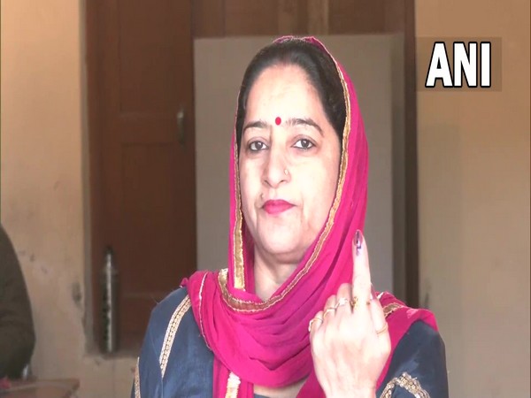 A woman after casting her vote at polling station 4 (Photo/ANI)