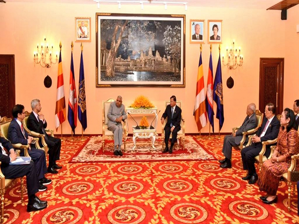 Vice President Jagdeep Dhankhar meets Cambodian Senate President Say Chuum. (Photo: Twitter)