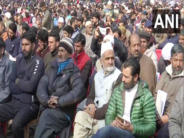 Visuals from J-K Apni Party rally in Srinagar (Photo/ANI)