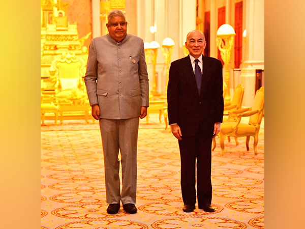 Vice President Jagdeep Dhankar with Cambodia's king Norodom Sihamoni (Image Credit: Twitter/ @VPSecretariat)
