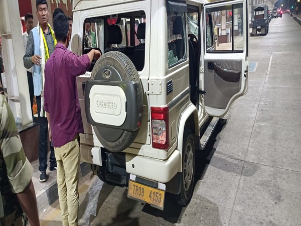 Damaged vehicle of BJP leaders (Photo/ANI)