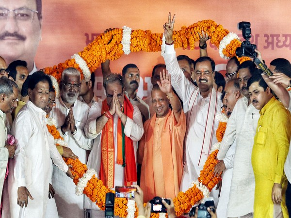 Uttar Pradesh Chief Minister Yogi Adityanath, BJP state chief Bhupendra Singh Chaudhary and others. (File Photo)