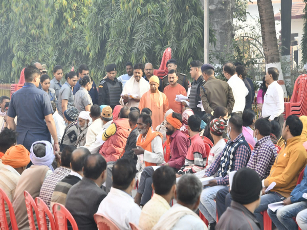 CM Yogi during Janata Darshan in Gorakhpur (Photo/ANI) 