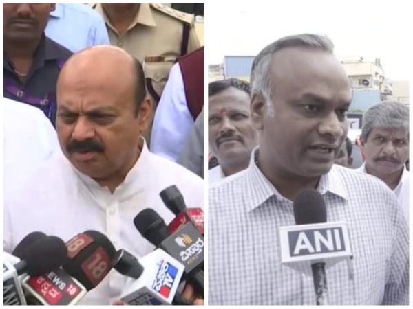 Karnataka CM Basavaraj Bommai (left) and Congress MLA P Kharge (right) (Photo/ANI)