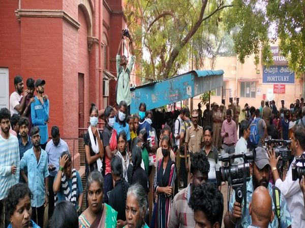 Relatives and friends of the deceased sportsperson at Government hospital (Photo/ANI)red at GH