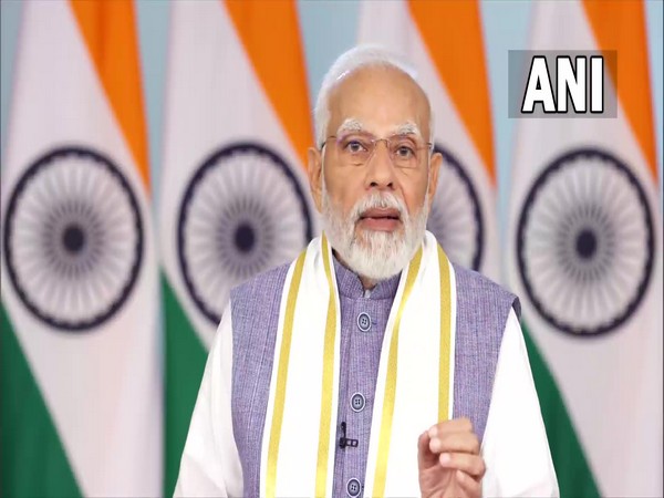 PM Narendra Modi sharing pre-recorded message at Bengaluru Tech Summit