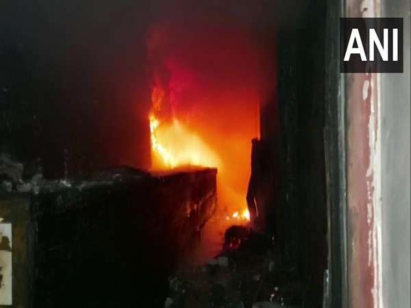 Visual of fire in UP's Hardoi (Photo/ANI)