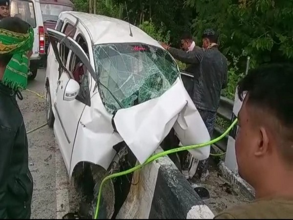 The car damaged in the accident. (ANI/photo)