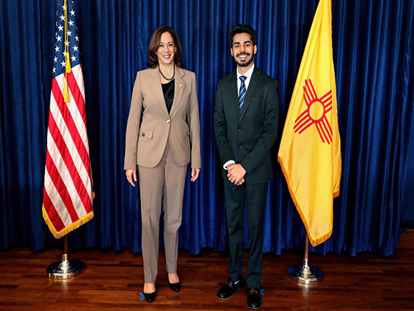 US Vice-President Kamala Harris and CEO of TAC Security Trishneet Arora during their meet in Albuquerque, US. (Photo/ANI)