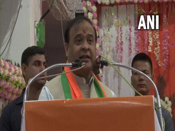Assam CM Himanta Biswa Sarma addressing a public gathering in Gujarat's Anjar (ANI Photo)