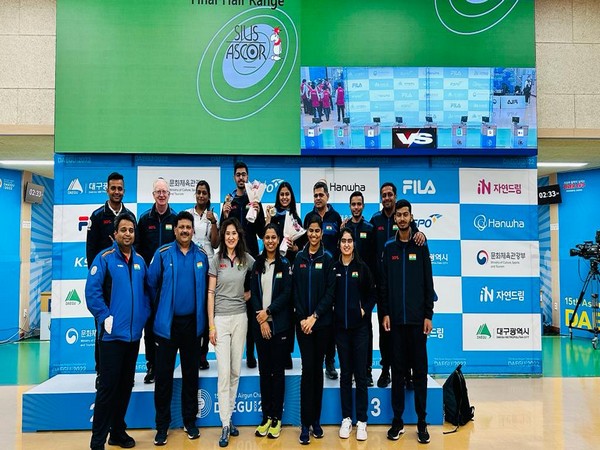 Indian shooters after winning medals in 15th Asian Airgun Championship (Image: NRAI)