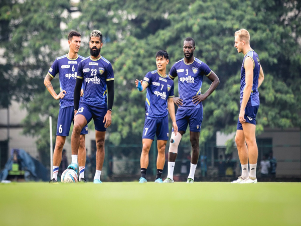 Chennaiyin FC practicing ahead of match against Jamshedpur FC (Image: Chennaiyin FC media)