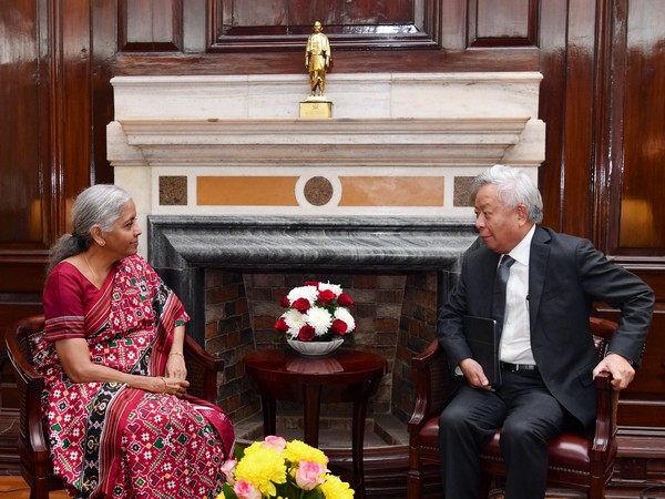 Union Finance Minister Nirmala Sitharaman and Asian Infrastructure Investment Bank President Jin Liqun in New Delhi, on Friday (Photo: Twitter @FinMinIndia)