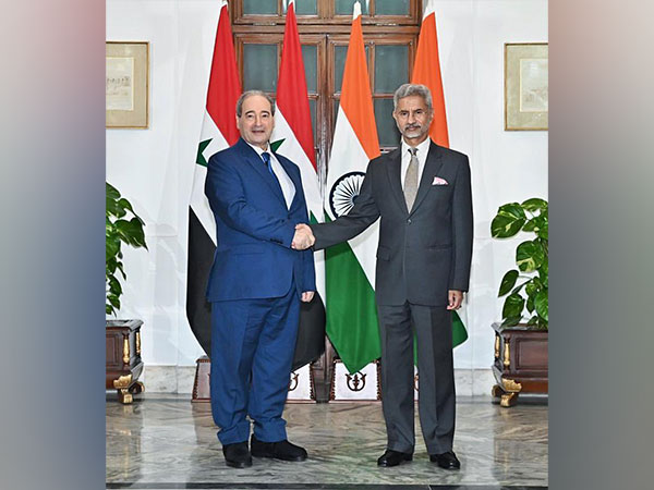 EAM S Jaishankar wit Syrian counterpart Dr Faisal Mekdad. (Twitter/S Jaishankar)