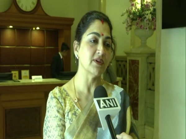 BJP leader Khushbu Sundar in Rajkot (Photo/ANI)