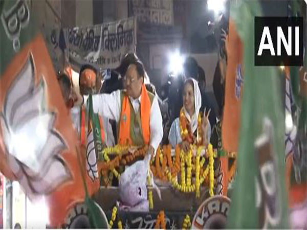 BJP President JP Nadda holds roadshow in Delhi's Sangam Vihar, ahead of MCD polls (Photo/ANI)