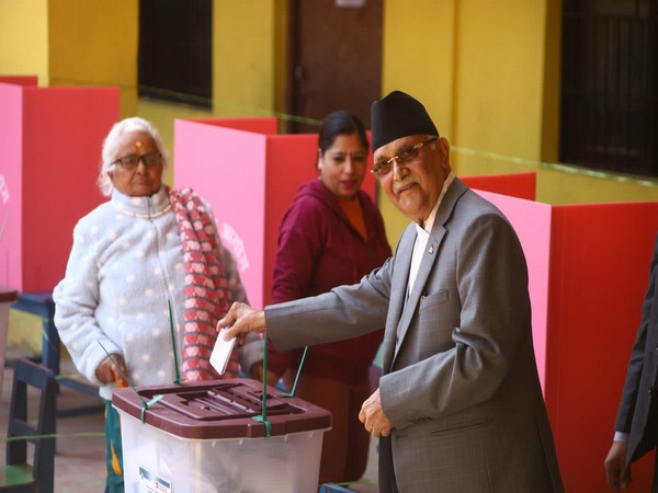 Former Nepal PM KP Sharma Oli casts vote (Photo/ANI)