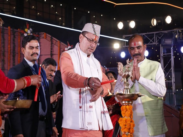 Dhami at the 'Uttarakhand Day' celebrations. (Photo/ANI)