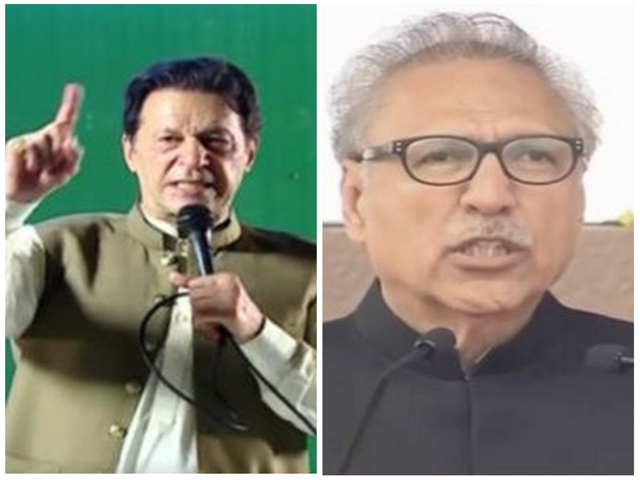 PTI Chief Imran Khan and Pakistan's President Arif Alvi 
