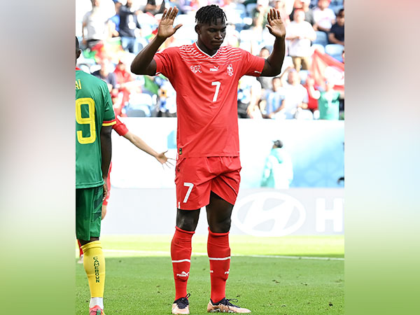 Switzerland's Breel Embolo's reaction after scoring a goal against Cameroon (Image: FIFA World Cup Twitter)