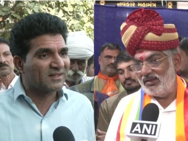 AAP Chief Minister's face Isudan Gadhvi and BJP candidate Mulu Ayar Bera (Photo/ANI)