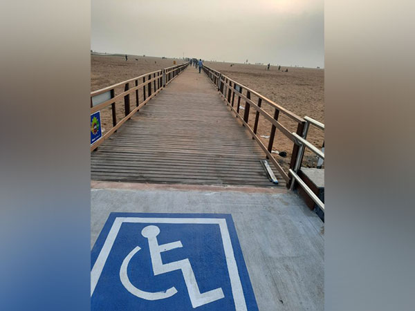 Image of the 'permanent bridge' at Marina Beach in Chennai (Photo/ANI)