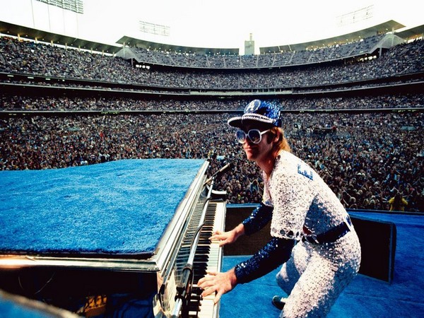 Singer Elton John at Dodger Stadium in 1975 (Image Source: Instagram)